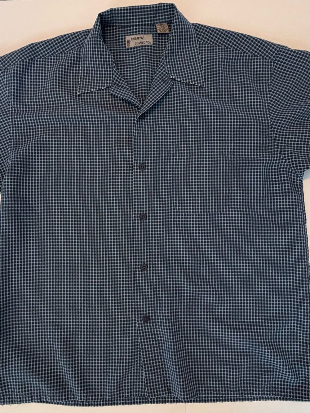 Pineapple Connection Men's Navy Check Button-Down Shirt-XL